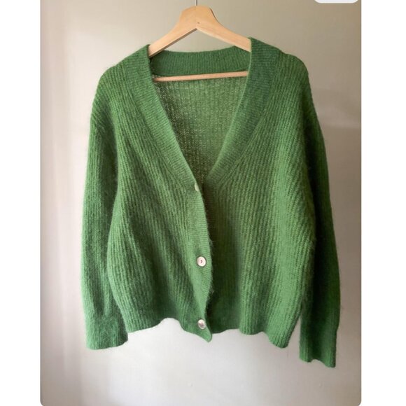 Handmade Sweaters - Handknit Soft Wool Blend Cardigan | Vintage Fuzzy Mohair Sweater